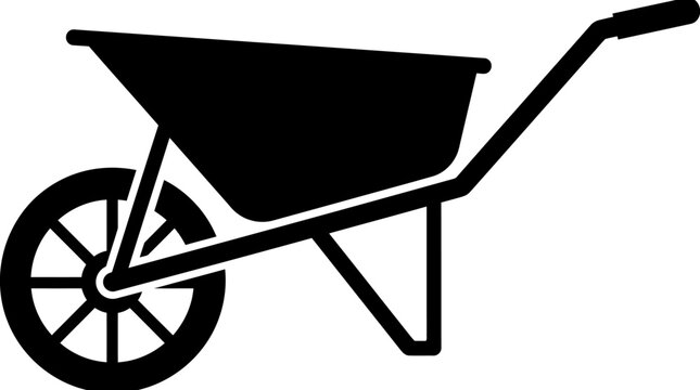 Garden wheelbarrow construction equipment silhouette.