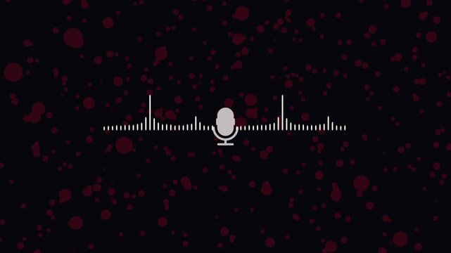 "Modern voice recording interface animation with a pulsing microphone icon, animated audio waveform reacting to speech, recording indicator...