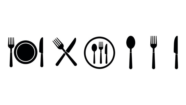 Dining utensil icons set vector flat style