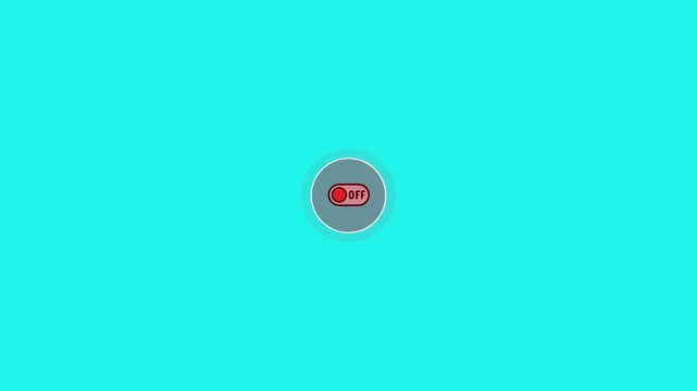 "Futuristic power button icon turning on and off with a luminous energy pulse, rotating light ring, electric glow, smooth scale animation,