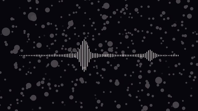 "Circular audio spectrum visualizer with animated frequency bars radiating around a central circle, smooth rhythmic motion, seamless loop, transparent background,