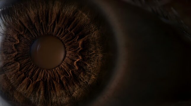 Extreme macro close up of a brown human eye iris for medical research