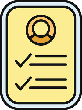 Personal user account profile with completed checklist items icon