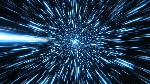 blue hyperspace jump through a star field traveling at light speed a dynamic futuristic background for technology and space travel concepts