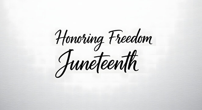 Honoring Freedom Juneteenth celebration text on white background transparent background