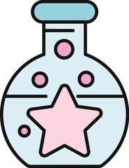 Naklejka premium Potion flask containing a mystical star and sparkling liquid, symbolizing magic and fantasy