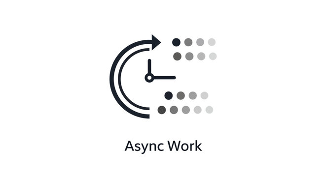 Asynchronous Work Icon: Clock with Progress Dots, Workflow Concept