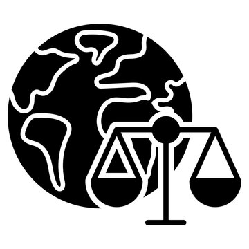 World justice icon vector. Global law system illustration sign. International legal order symbol. Universal justice logo or mark.