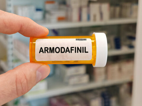 Box of ARMODAFINIL wakefulness promoting medicine for narcolepsy and excessive daytime sleepiness