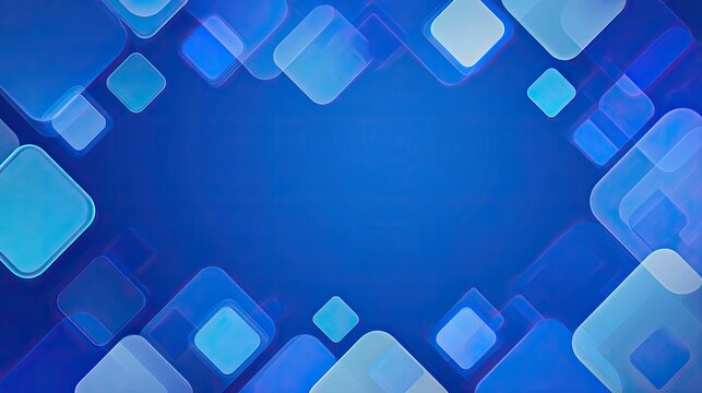 Abstract pattern of overlapping rounded squares in various shades of blue