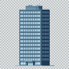 A tall modern office building stands against a neutral background © Garet