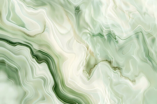 Green and white liquid marble texture wave background
