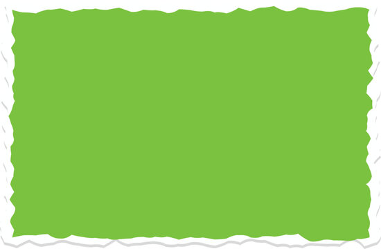 A torn green paper with a white background appears ripped and isolated