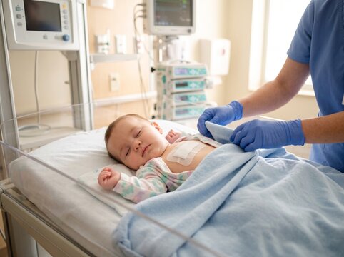Infant Recovering After Tetralogy of Fallot Corrective Heart Surgery in Modern Pediatric Cardiac Unit