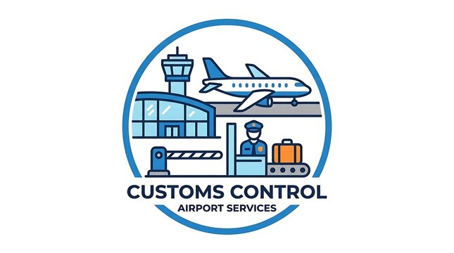 Customs control border security checkpoint illustration.