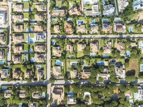The Roche housing estate. Aerial view. Drone shot. C&aacute;diz province, Andalusia, Spain
