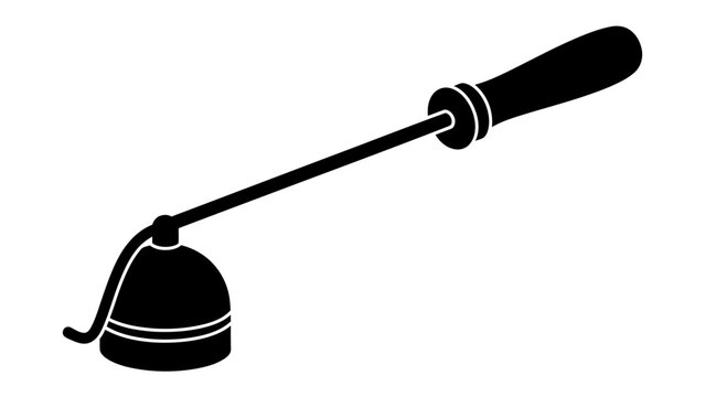 Candle Snuffer: A stylized black silhouette of a classic candle snuffer, featuring a long handle and a bell-shaped cap, ready to extinguish a flame.