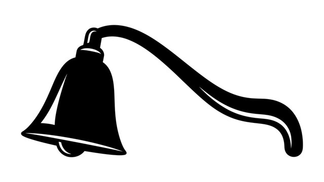 Melancholy Bell Silhouette: A stylized silhouette of a bell hangs downwards, its curved handle suggesting a mournful or weary posture, conveying a sense of sadness or finality.