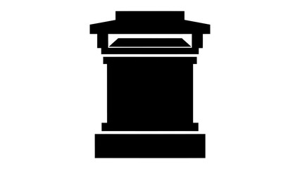 Chimney Icon: A stark black silhouette of a chimney stands against a white backdrop, a simple graphic representation of a common architectural feature. © hasnat