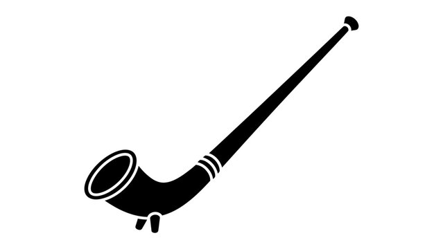 Alphorn Silhouette: A striking black silhouette of a traditional alphorn, an alpine musical instrument, presented against a clean background, highlighting its elegant and iconic shape.
