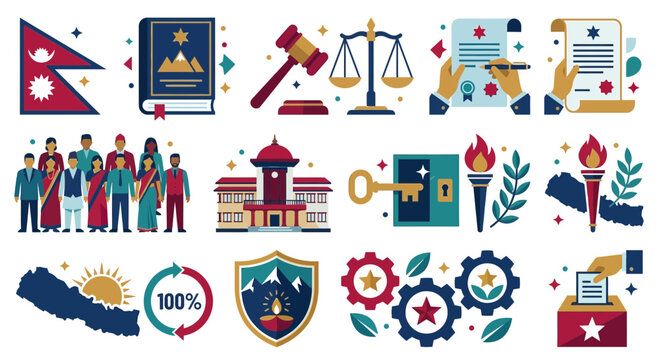 Nepal Constitutional Law and National Symbols Concept Illustration