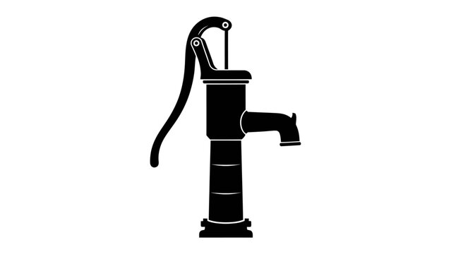 Antique Water Pump Illustration: A black and white illustration of an old-fashioned hand-operated water pump, evoking a sense of rustic charm and historical simplicity.