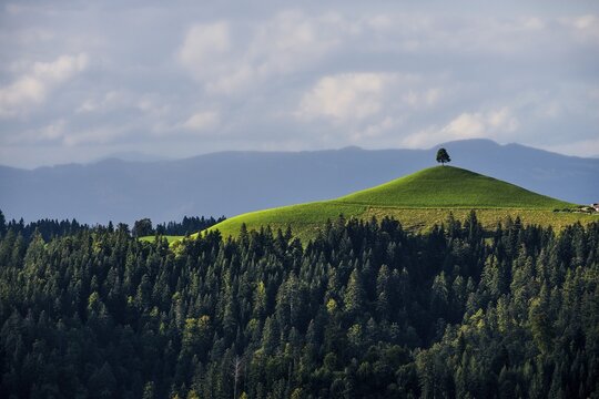 Panorama, view from L&uuml;derenalp, Emmental, Canton Bern, Switzerland