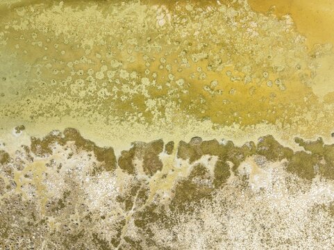 Detail of salt marshes near Sanl&uacute;car de Barrameda. Aerial view. Drone shot. C&aacute;diz province, Andalusia, Spain