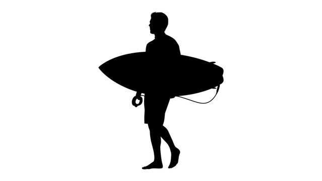 Surfer Silhouette: A solitary surfer carries their surfboard, a symbol of adventure and freedom, ready to ride the waves under the vast expanse of the sky.