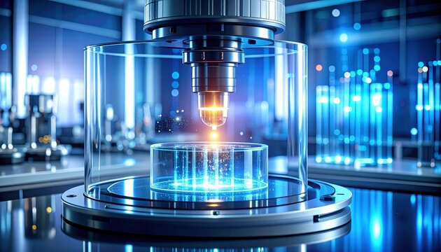 Advanced scientific research in a futuristic laboratory with glowing energy.