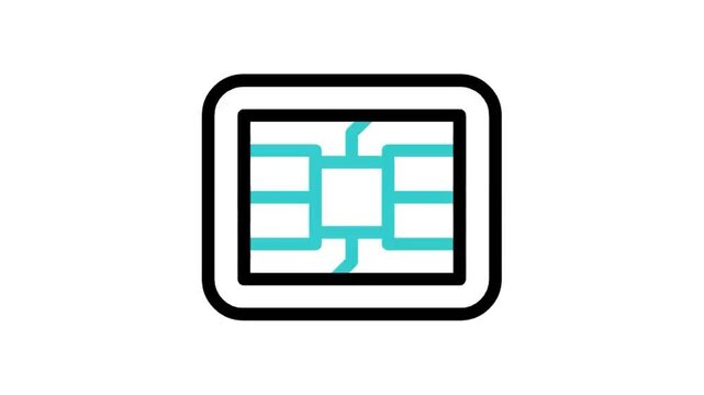 Animated Microchip SIM Card Technology Data Line Icon (Use Multiply Blend Mode)