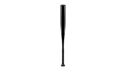 Sleek Baseball Bat: A solitary, polished black baseball bat stands ready for action, symbolizing power, precision, and the thrill of the game. Its minimalist design highlights its sporty essence. © Md