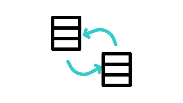 Animated Database Server Data Transfer Sync Line Icon (Use Multiply Blend Mode)