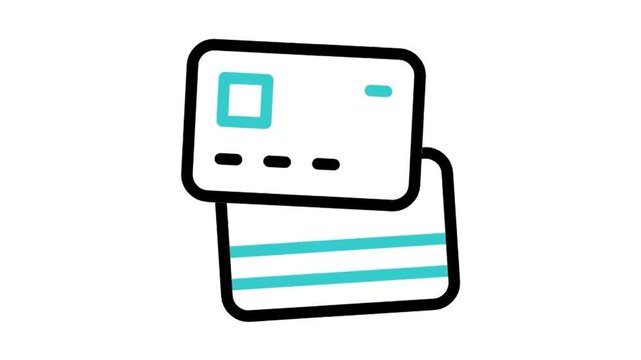 Animated Credit Card Insertion Payment Process Line Icon (Use Multiply Blend Mode