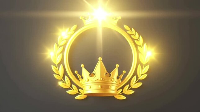 Golden Crown and Decorative Frame with Shining Lights, Luxurious Design Element for Awards and Royal Themes