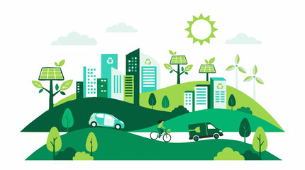 Fototapeta premium Green city landscape with sustainable energy and eco-friendly transportation