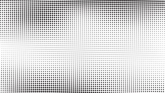 Halftone pattern background, black and white gradient dot texture, abstract pop art vector overlay for comic book and retro design projects