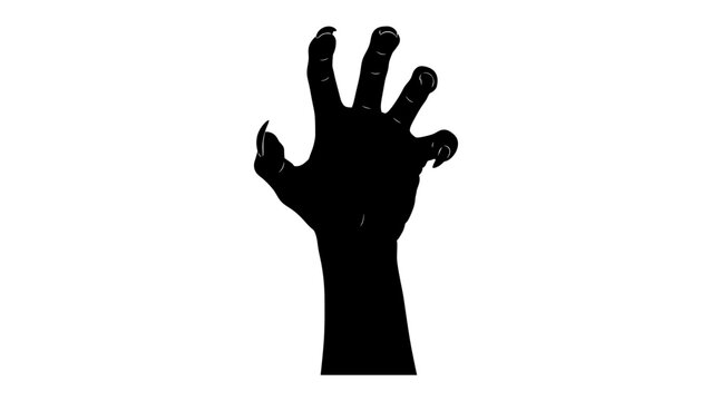 Monster Claw Silhouette: A spooky silhouette of a monstrous hand with sharp claws extended upwards, perfect for Halloween or horror-themed designs.
