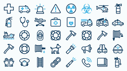 Emergency Services and Rescue Line Icon Set © Mahmud