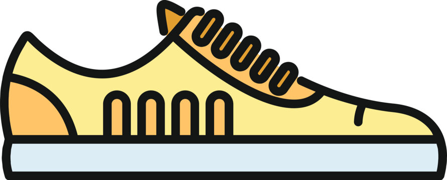 Yellow sneaker icon representing casual footwear on a white background