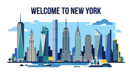 Fototapeta premium Welcome to New York City Skyline Illustration