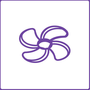 Purple ground spinner firework vector illustration in clean minimalist line style, curved pinwheel petals, simple fuse detail and open white space for celebration, festival, party and pyrotechnic