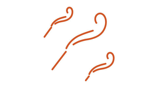 Elegant orange spark trails vector illustration of roman candle fireworks, minimalist line icon style with curling smoke arcs for New Year cards, festival graphics, and party branding