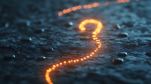Glowing orange trail on dark textured surface.