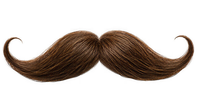 Brown handlebar mustache hair grooming style isolated on transparent background