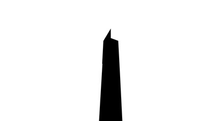 Obraz premium Dramatic Washington Monument vector icon cropped as a bold patriotic obelisk silhouette, American memorial illustration for government themes, capital travel posters and civic history