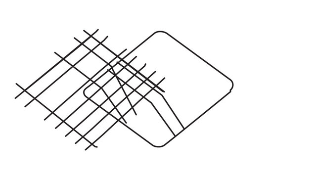 Folded checkered picnic blanket vector icon in crisp black outline, ideal for BBQ and picnic dining themes, park recreation, summer baskets, outdoor menus and scalable app graphics
