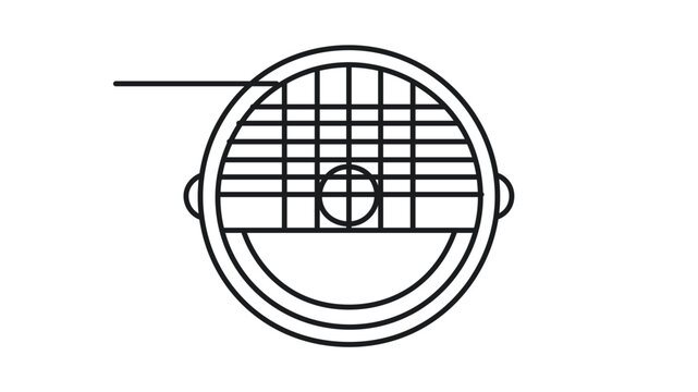 Round kettle barbecue grill vector illustration with minimalist outline grate, circular lid and clean legs, ideal for BBQ picnic dining, cookout invitations, food menus, signs and outdoor graphics