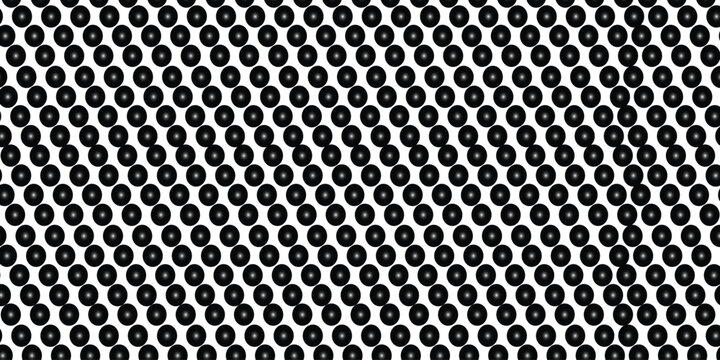 Perforated metal texture with circular holes, industrial black steel mesh background vector, seamless dark metallic grill pattern for speaker covers and architectural cladding