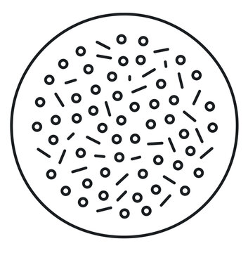 Top view potato salad vector icon, round bowl illustration with dotted ingredients and garnish lines for BBQ picnic dining, cookout side dish, deli menu, potluck party and summer meal